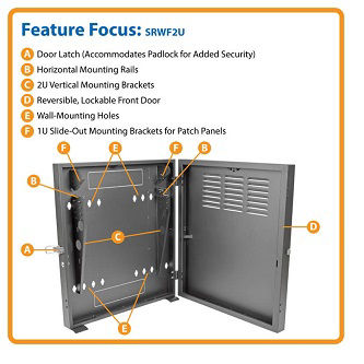 Tripp Lite series SmartRack 2U Low-Profile Vertical-Mount Switch-Depth Wall-Moun