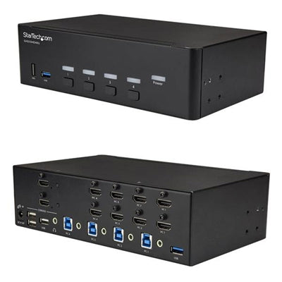 StarTech This 4 port 4K HDMI KVM with dual monitor support lets you control four HDMI com