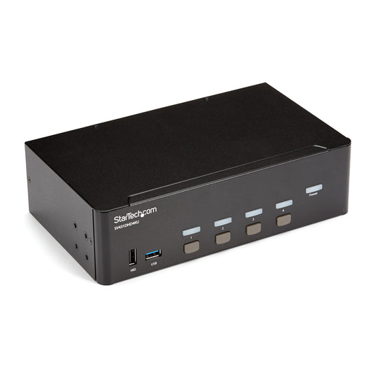 StarTech This 4 port 4K HDMI KVM with dual monitor support lets you control four HDMI com