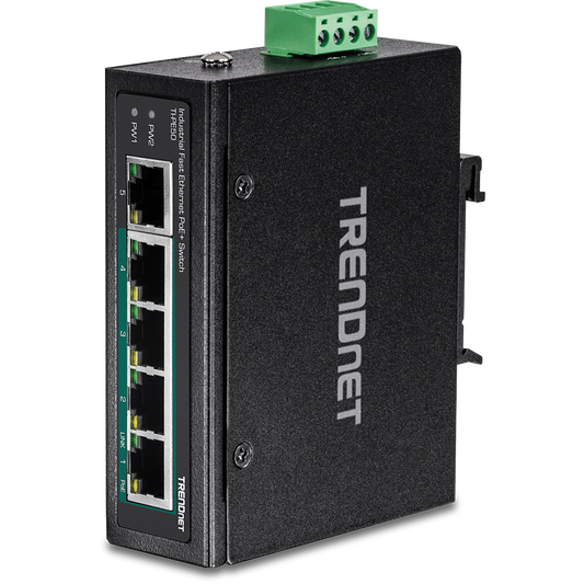 TRENDnet 5-Port Industrial Fast Ethernet PoE+ DIN