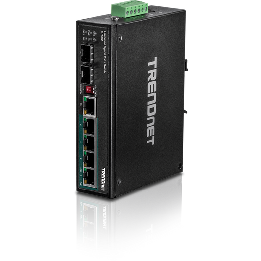 TRENDnet 6-Port Industrial Gigabit PoE+ DIN-Rail