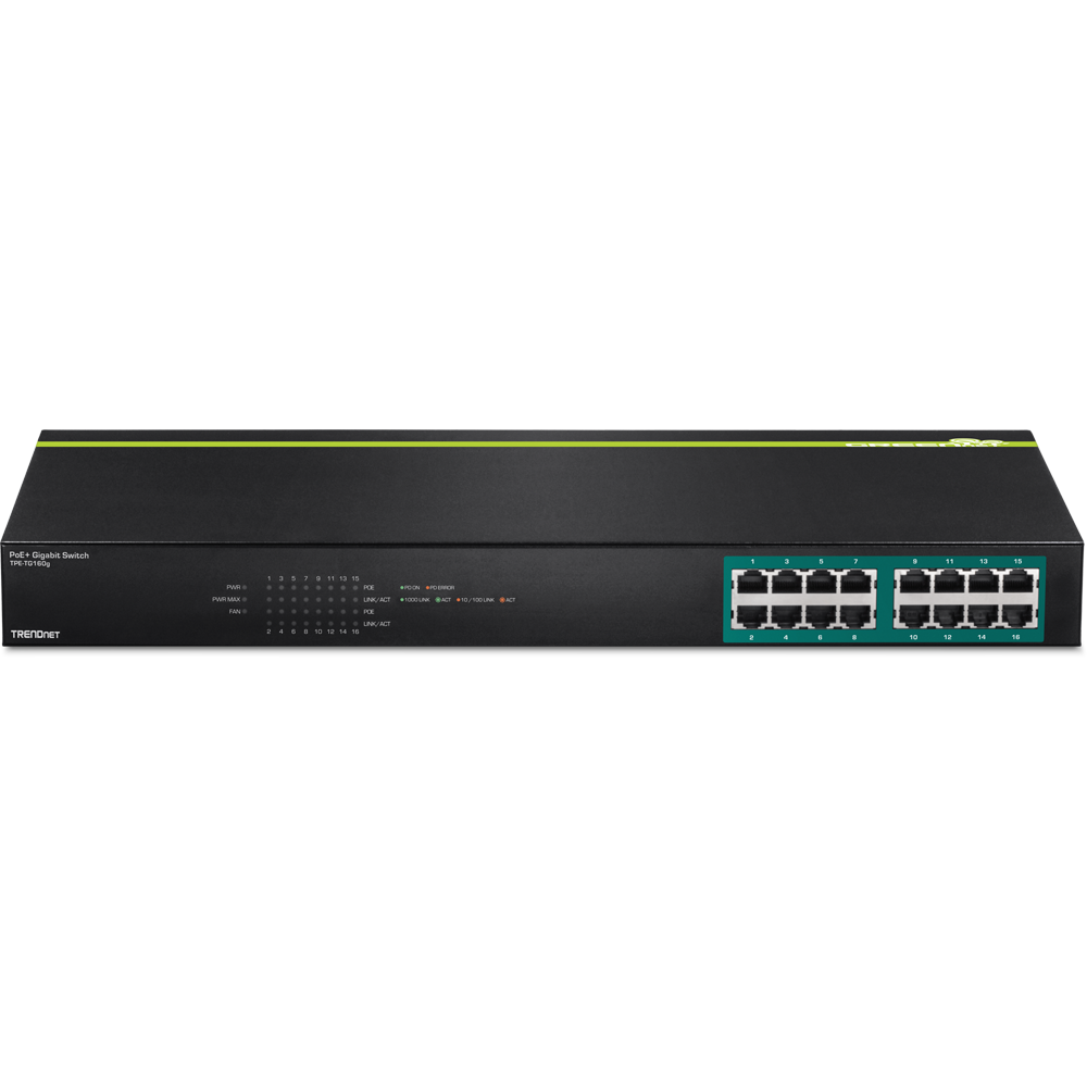 TRENDnet 16-port GREENnet Gigabit PoE+ Switch (25