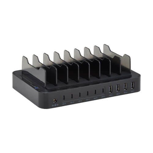 TRIPPLITE 10-PORT USB CHARGING STATION WITH STORAGE BRACKETS - 6 USB-C AND 4 USB