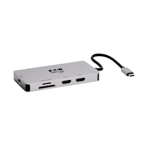 TRIPP USB-C DOCK DUAL DISPLAY 4K 60 HZ HDMI USB 32 GEN 1 USB-A HUB GBE MEMORY CA