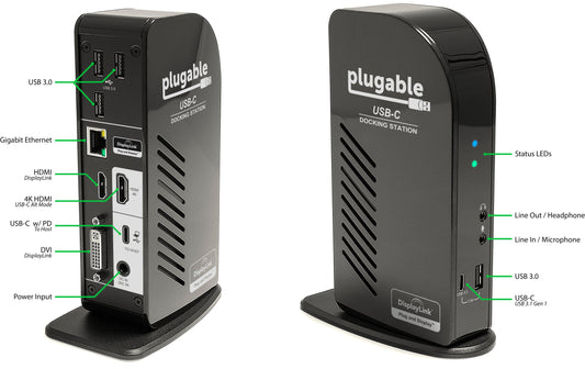 PLUGABLE TRIPLE MONITOR ULTIMATE DOCKING STATION W/PD - USB-C TO HDMI DP