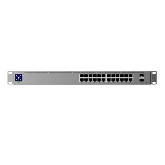 Ubiquiti UniFi Switch. 24x GbE RJ45 ports, plus 2x 1G SFP ports.