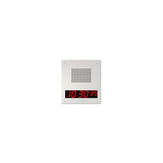 VALCOM IP Talkback Faceplate Speaker Unit w/Digital Clock, White