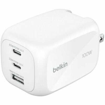 Belkin 100W 3PORT GAN WALL CHARGER (BUILT-IN US PLUG)