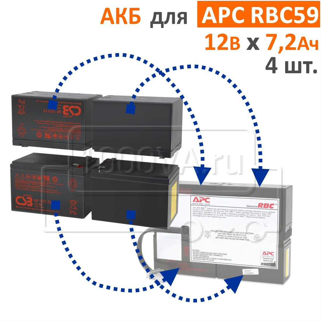 UPS Battery - Lead-acid Battery All required connectors, Battery recycling guide