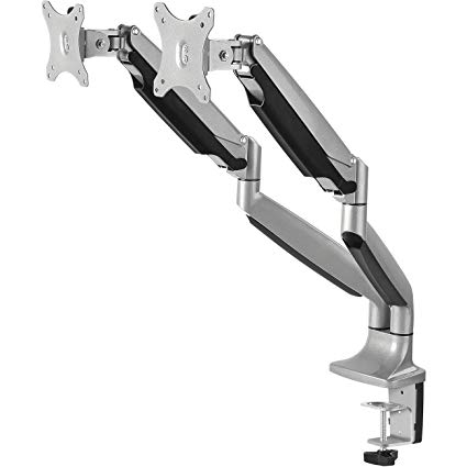 SIIG Accessory CE-MT2E12-S1 High Premium Aluminum Gas Spring Desk Mount Dual Sliver Retail