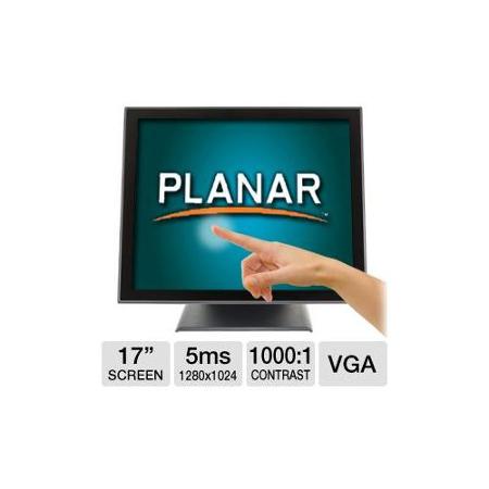 PLANAR, PT1745P, 17 IN BLACK LED LCD HID COMPLIANT ZERO BEZEL 10-PT PROJECTED CAPACITIVE MULTI-TOUCH, USB CONTROLLER, VGA, INTERNAL POWER, SPEAKERS, -5 TO 90 TILT RANGE, 100MM VESA
