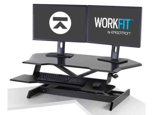 33-468-921 - WorkFit Corner Standing Desk Converter - black - Moves without bump