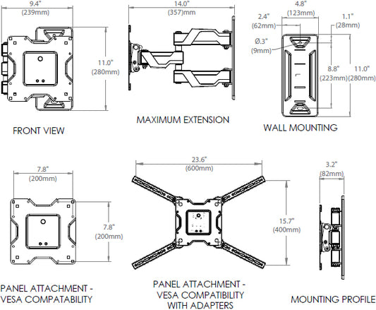 Ergotron 45-385-223 Neo-Flex Cantilever Wall Mount, VHD, Very Heavy Duty (black)