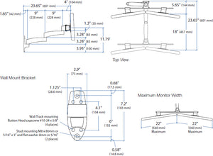 Wall Mount Arm - Black - Includes: wall mount bracket, 2 extensions, crossbar an
