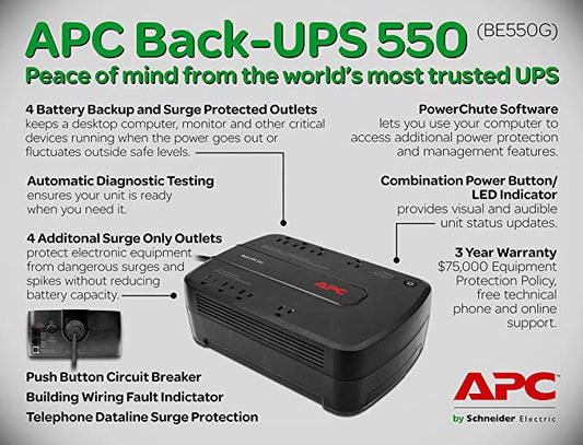 APC BACK-UPS ES 550VA 8OUT 120V