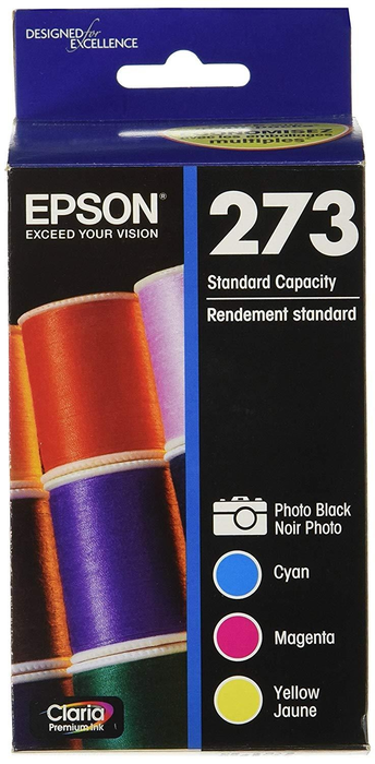 Epson 273, Color Ink Cartridges, C/M/Y and Photo Black 4-Pack (T273520)