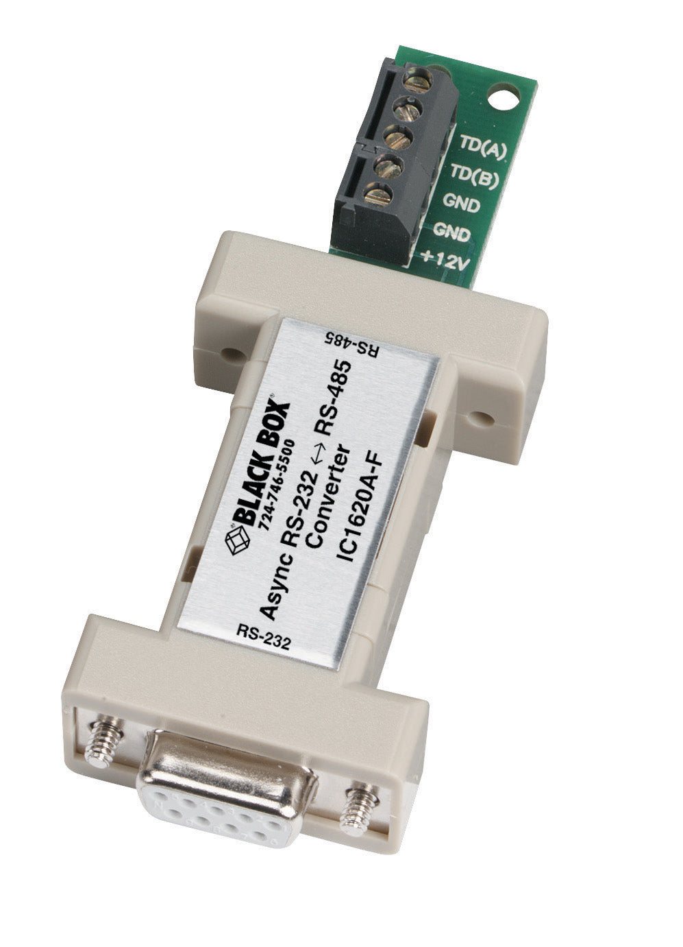 Async RS-232 to RS-485 Interface Bidirectional Converter, DB9 Female to Terminal