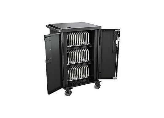 3 shelves, store and charge up to 36 devices, AC Charging