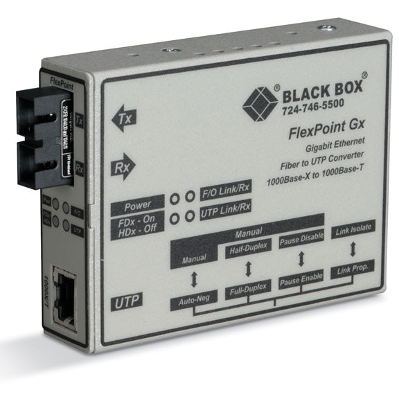FlexPoint Modular Media Converters, Gigabit UTP to Fiber, 1000BASE-T to 1000BASE
