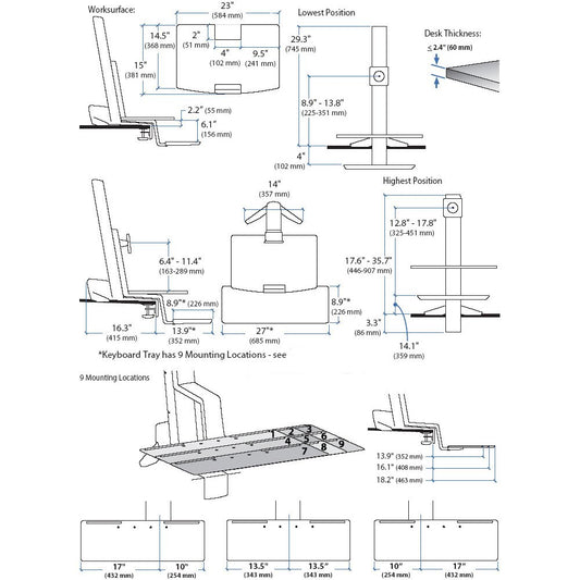 ERGOTRON WORKFIT-S, SINGLE-HD, WORKSURFACE & LARGE KYBD TRAY