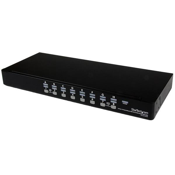 Control up to 16 USB or PS/2-connected computers from one keyboard, mouse and mo