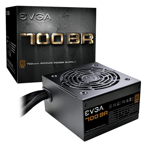 EVGA Power Supply 100-BR-0700-K1 700 BR 700W 80+BRONZE 12V PCI Express 120mm Long SleeveBearing Retail