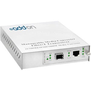 AddOn 10/100/1000Base-TX(RJ-45) to Open SFP Port Managed Media Converter