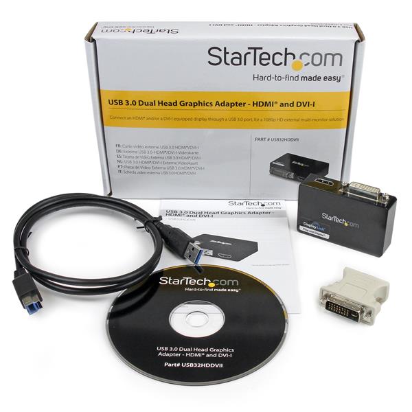 Connect an HDMI and DVI-I-equipped display through a USB 3.0 port, for a 1080p H