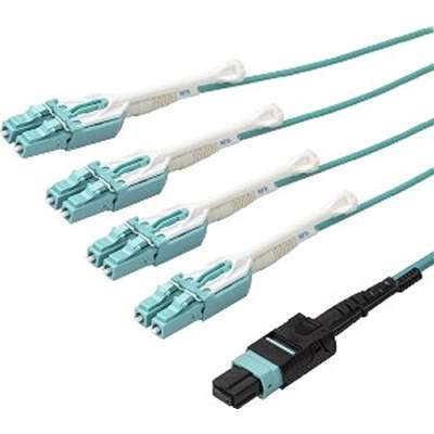 Fan out 8 fibers from a 40Gbps MPO connection to four 10Gbps LC connections - 5m