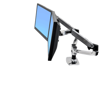 ERGOTRON LX SIDE BY SIDE DUAL ARM, POLISHED ALUMINUM