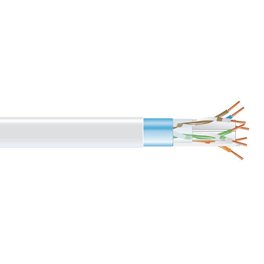 CAT6 Shielded 400-MHz Solid Bulk Cable STP 23 AWG 4-Pair PVC 1000-ft. 304.8-m Wh