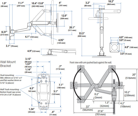 LX HD Sit-Stand Wall Mount LCD Arm
