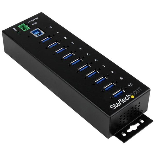 Add ten USB 3.0 (5Gbps) ports with this DIN rail or surface-mountable metal hub