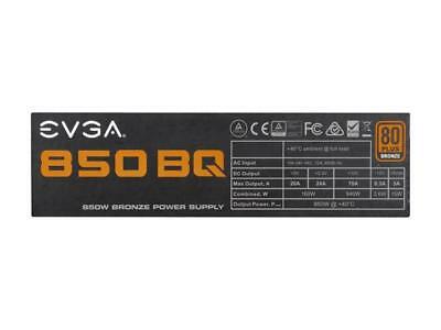 EVGA Power Supply 110-BQ-0850-V1 850 BQ +12V 140mm Fan 850W Retail
