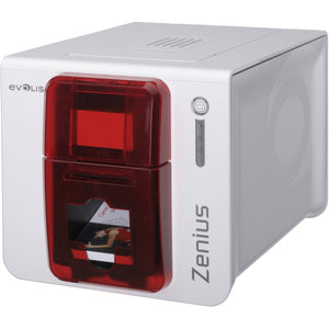EVOLIS, ZENIUS EXPERT PRINTER WITHOUT OPTION, USB & ETHERNET CONNECTIONS, RED TRIM, USB CABLE INCLUDED