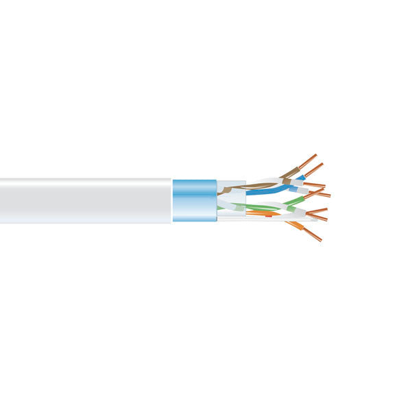 CAT5e Shielded 350-MHz Solid Bulk Cable STP 24 AWG 4-Pair PVC White 1000-ft. 304