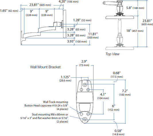 ERGOTRON 200 SERIES WALL MOUNT ARM, 2 EXTENSIONS