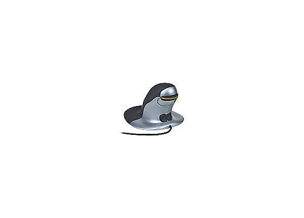 Posturite Penguin Ambidextrous Vertical Mouse for PC/Mac, Large Size, Corded, Bl