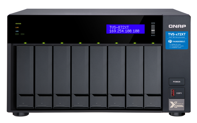 QNAP Network Attached Storage TVS-872XT-i5-16G-US 8Bay 6Core Core i5-8400T 1.7GHz 16GB DDR4 8x2.5/3.5 SATA Retail