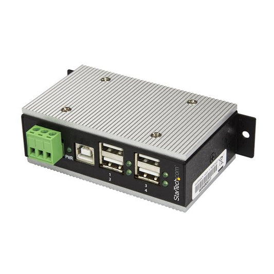 Industrial 4 port USB 2.0 hub w/ USB Type-A ports (status LEDs) 480Mbps - Rugged