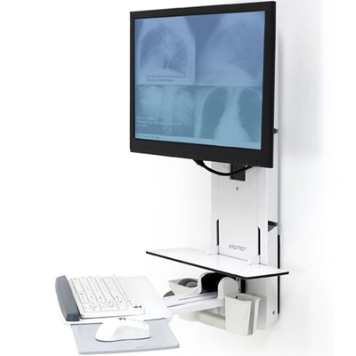 Ergotron StyleView Sit-Stand Vertical Lift,Patient Room (white).Low-profile sit-