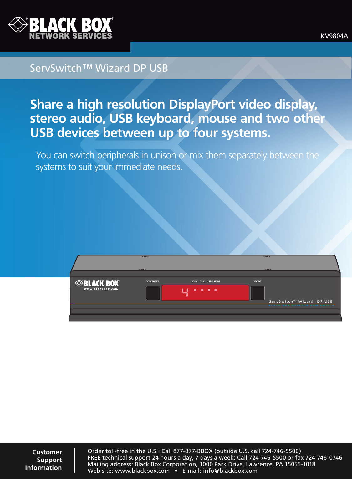 Desktop KVM Switch 4 Port DisplayPort,USB
