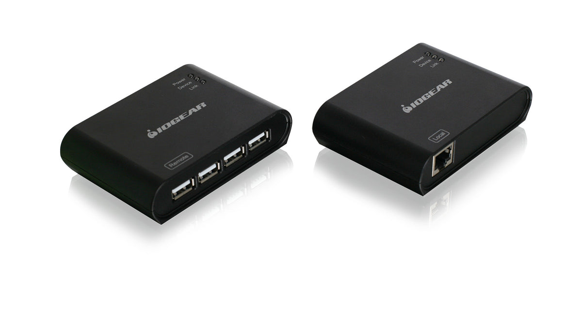 USB 2.0 4-Port BoostLinq Ethernet combines a USB extender and a USB hub to allow