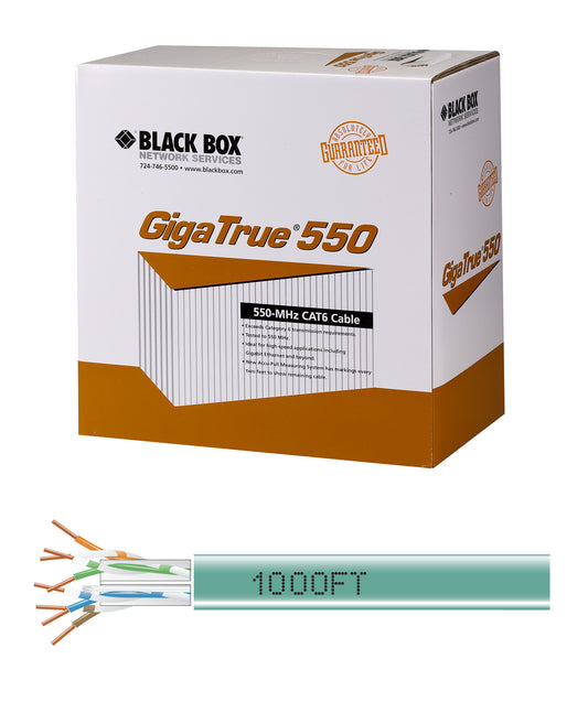 GIGATRUE 550 CAT6 BULK 1000FT, PVC, GRN PLBOX