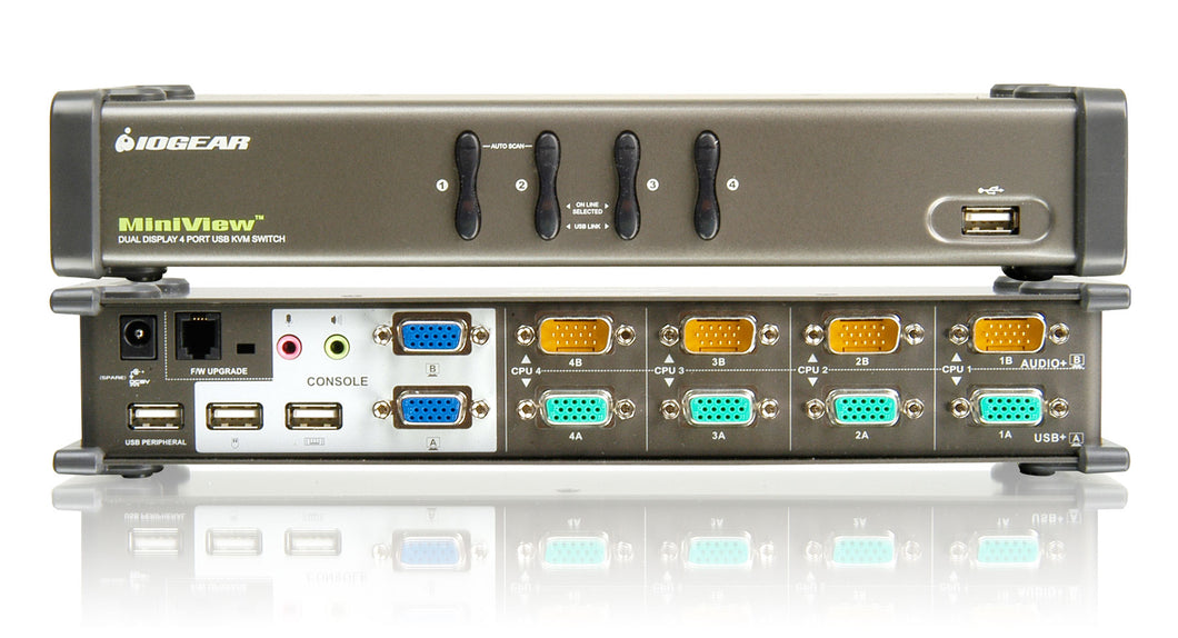 4-Port DualView USB VGA KVMP Switch with audio and Cables (TAA Compliance)