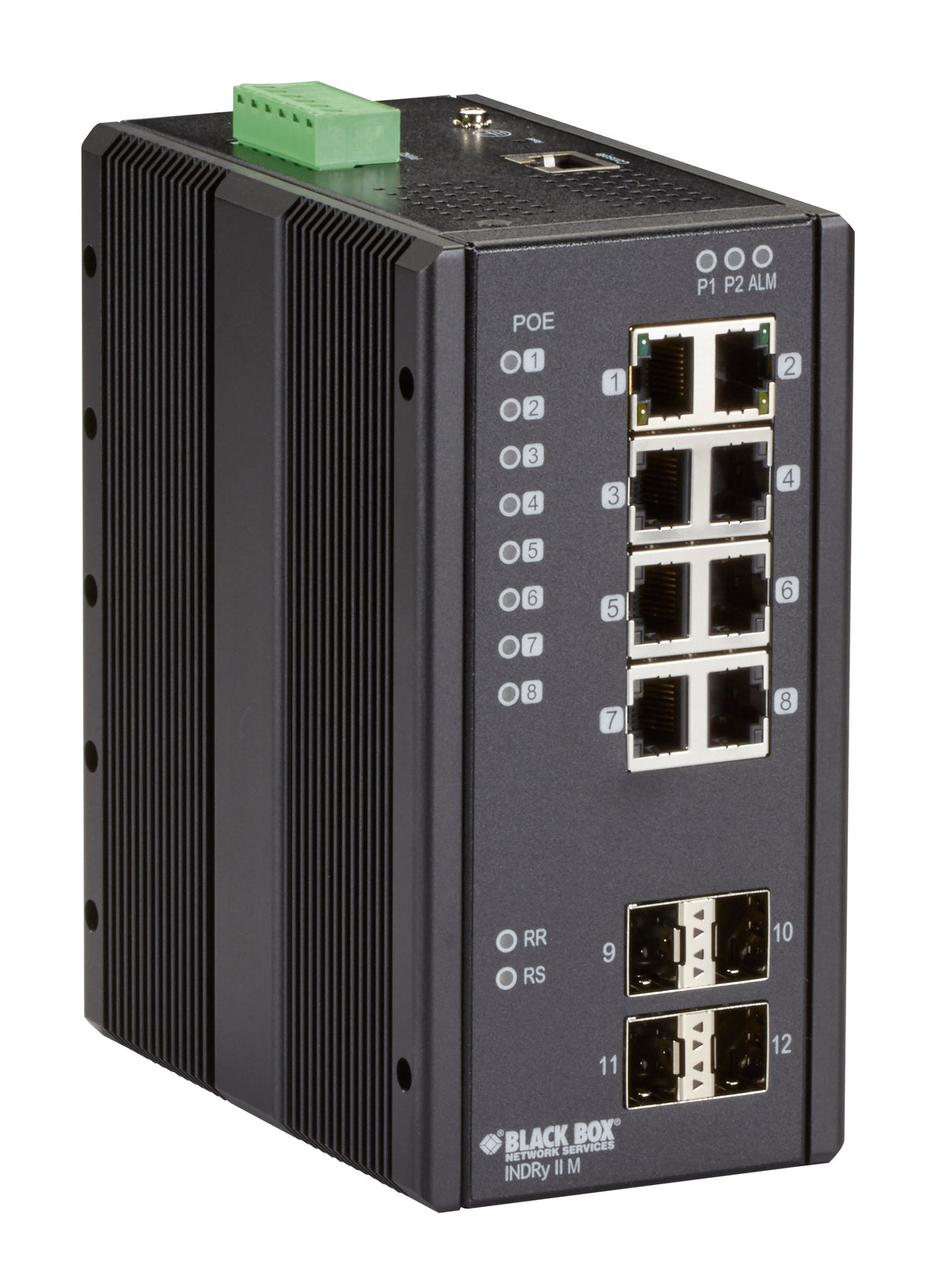 Industrial Managed Gigabit Ethernet PoE+ Switch - (8) RJ-45, (4) SFP