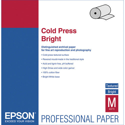 EPSON Cold Press Bright 44 x 50 Roll - Textured Matte Finish, 21 mil (sheet)/ 19
