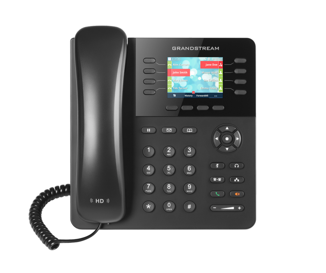 GRANDSTREAM 8 LINES, 4 SIP ACCOUNTS, POE + GIGE, COLOR