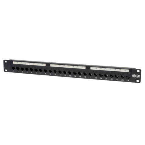 24-Port 1U Rack-Mount Cat5e Feedthrough Patch Panel, RJ45 Ethernet, TAA