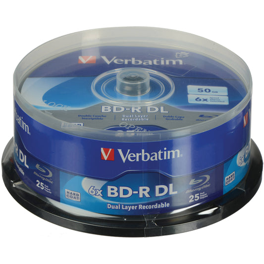 VERBATIM BD-R DL 50GB 8X VERBATIM, HARD COAT, 25PK SPINDLE